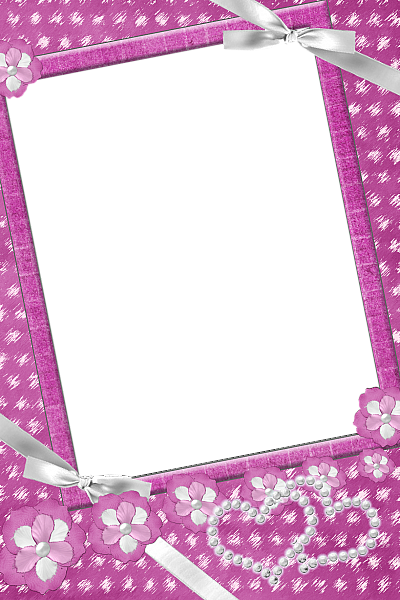 This png image - Pink Transparent Frame with Flowers and Pearls, is available for free download