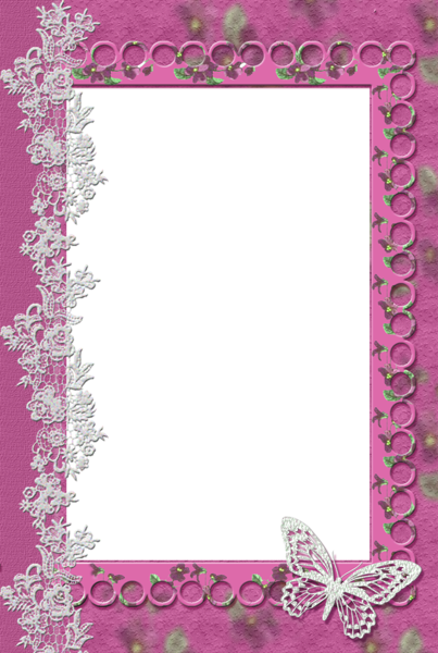 This png image - Pink Transparent Frame with Lace Butterfly, is available for free download