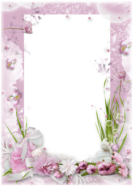 This png image - Pink Transparent Frame with Pink Flowers, is available for free download