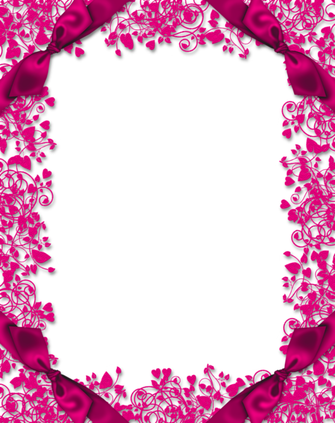This png image - Pink Transparent PNG Frame with Hearts and Bows, is available for free download