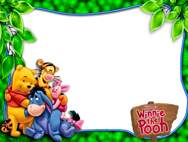 This png image - Pooh and Friends PNG Green Kids Frame, is available for free download