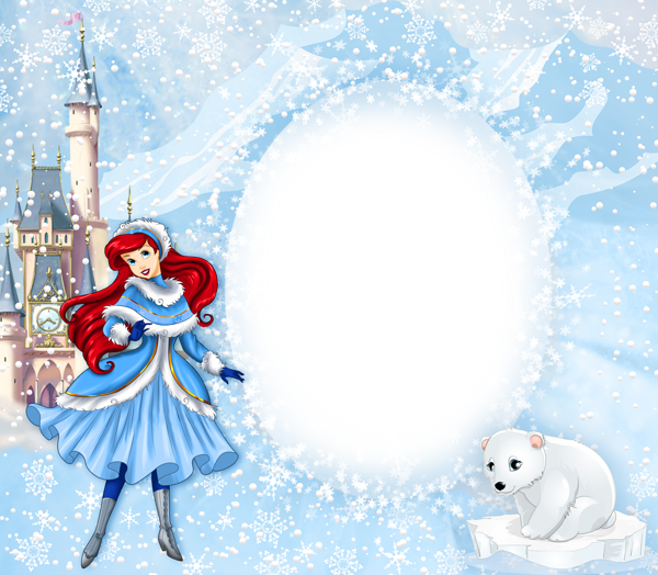 This png image - Princess Ariel Winter PNG Kids Frame, is available for free download