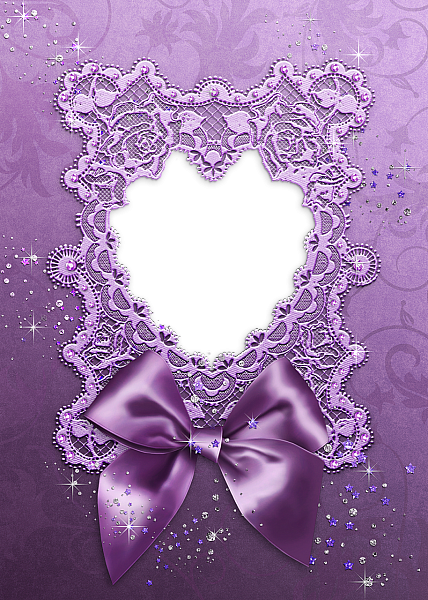 Purple Bow and Heart Transparent Frame | Gallery Yopriceville - High