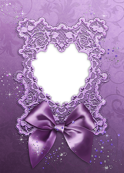 This png image - Purple Bow and Heart Transparent Frame, is available for free download