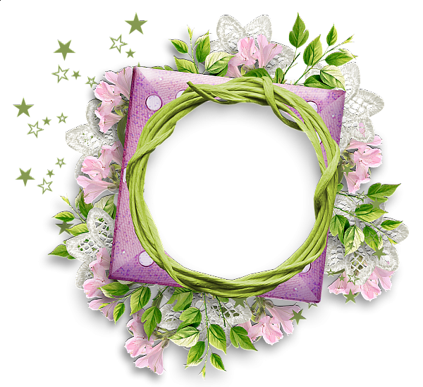 This png image - Purple Frame with Flowers and Lace, is available for free download
