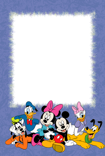This png image - Purple PNG Kids Photo Frame with with Disney Characters, is available for free download