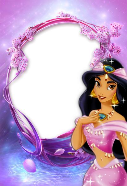 This png image - Purple Transparent Kids Frame with Princess Jasmin, is available for free download