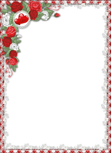 This png image - Red Love PNG Transparent Frame with Roses, is available for free download