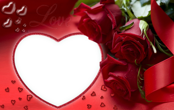 This png image - Red Roses and Heart Love PNG Frame, is available for free download
