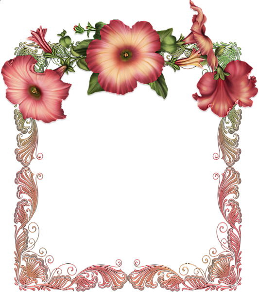 This png image - Red Transparent Frame with Red Flowers, is available for free download
