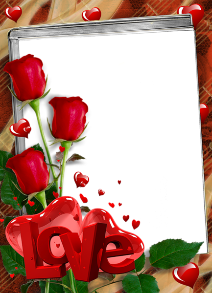 This png image - Red Transparent Frame with Roses and Love, is available for free download