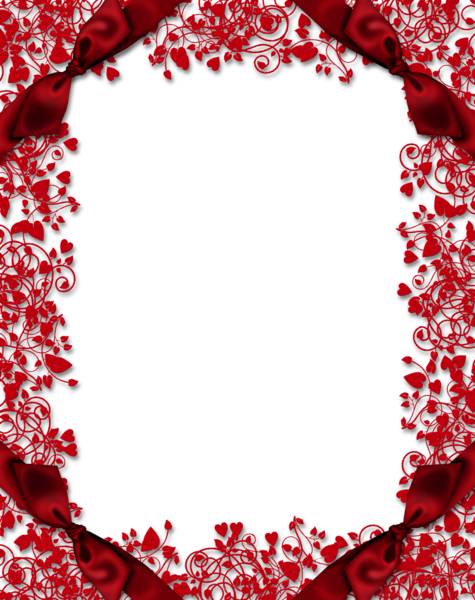 This png image - Red Transparent PNG Frame with Hearts and Bows, is available for free download
