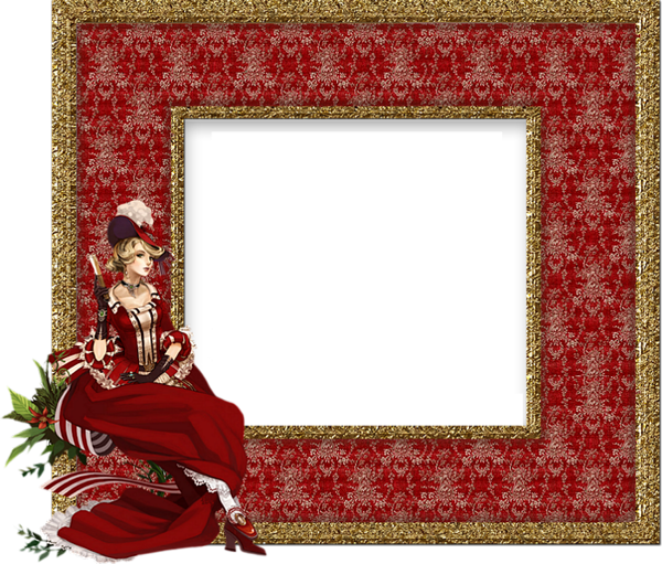 This png image - Red Transparent PNG Frame with Lady, is available for free download