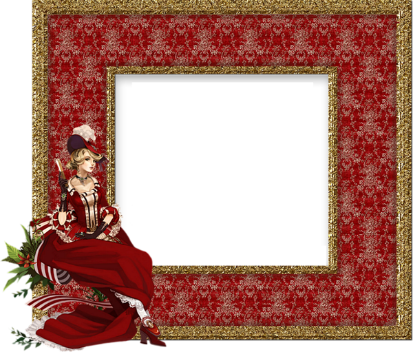 Red Transparent PNG Frame with Lady | Gallery Yopriceville - High