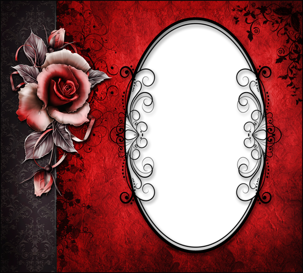 This png image - Red and Black Transparent Frame with Rose, is available for free download