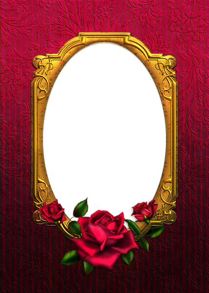 This png image - Red and Gold Rose Tansparent Frame, is available for free download