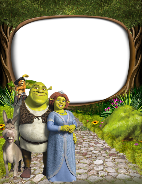 This png image - Shrek and Princess Fiona PNG Kids Frame, is available for free download