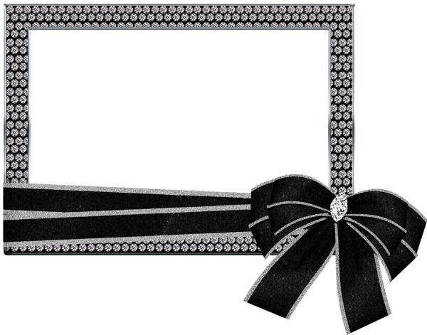 This png image - Silver Transparent PNG Photo Frame with Diamonds and Bow, is available for free download