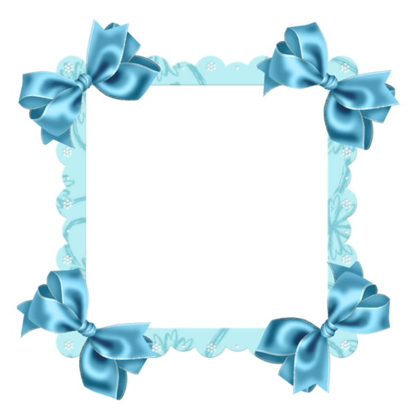 This png image - Sky Blue Transparent Frame with Bow, is available for free download