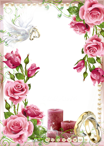 This png image - Soft Pink Wedding Photo PNG Frame, is available for free download