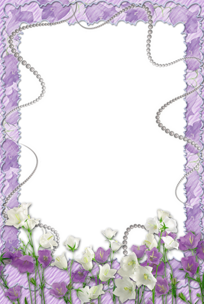 Soft Purple Transparent Frame with Flowers | Gallery Yopriceville