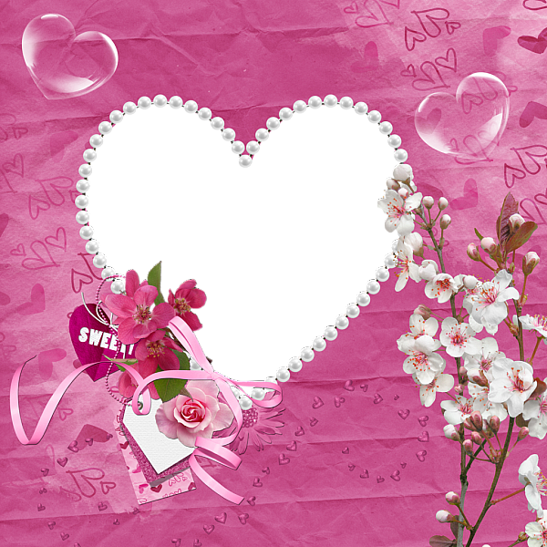 This png image - Sweet Pink Transparent Heart Frame, is available for free download