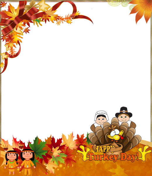 This png image - Thanksgiving PNG Photo Frame Happy Turkey Day, is available for free download
