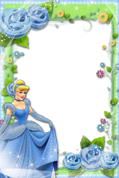 This png image - Transparent Blue Green Kids Frame with Princess, is available for free download