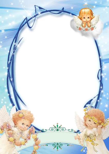 This png image - Transparent Blue PNG Frame with Angels, is available for free download