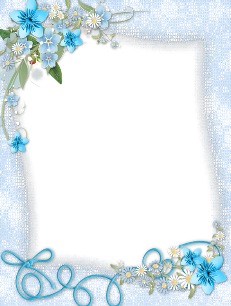 This png image - Transparent Blue PNG Frame with Flowers, is available for free download