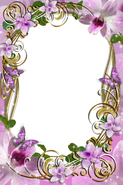 This png image - Transparent Delicate Frame with Flowers, is available for free download