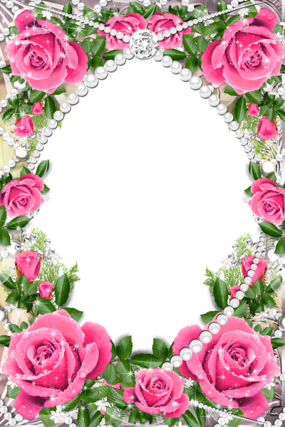 This png image - Transparent Delicate Frame with Pink Roses, is available for free download