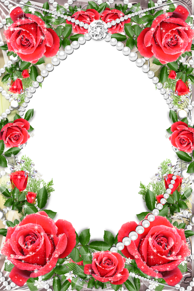 This png image - Transparent Delicate Frame with Red Roses, is available for free download