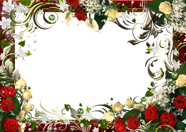 This png image - Transparent Flowers PNG Frame, is available for free download