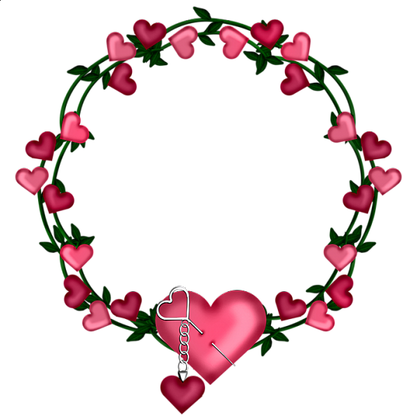 This png image - Transparent Frame Wreath with Hearts, is available for free download