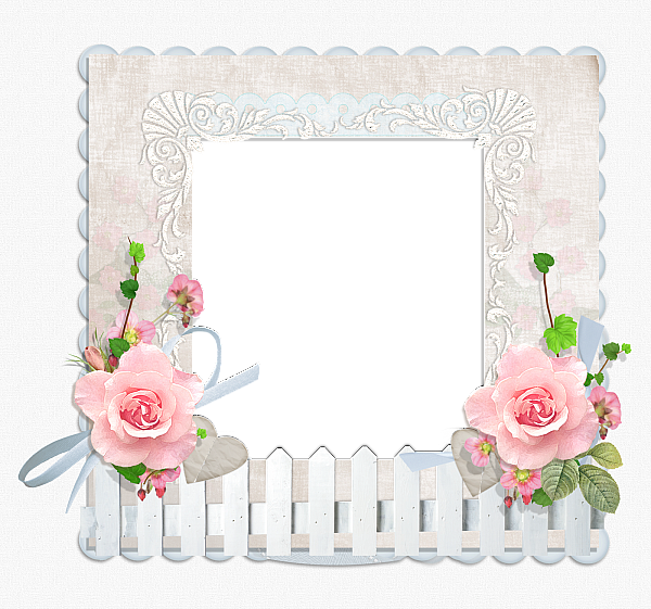 This png image - Transparent Frame with Fence and Roses, is available for free download