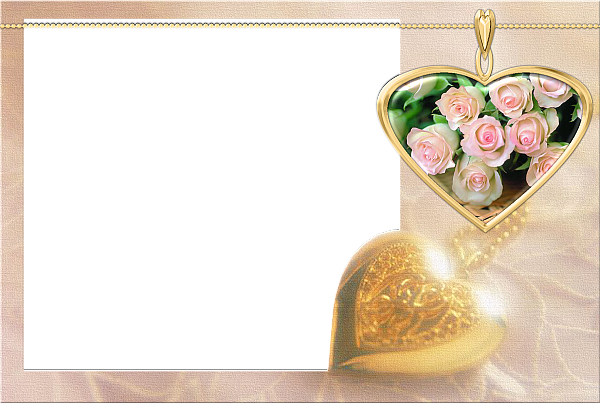 This png image - Transparent Frame with Heart Pendant and Roses, is available for free download
