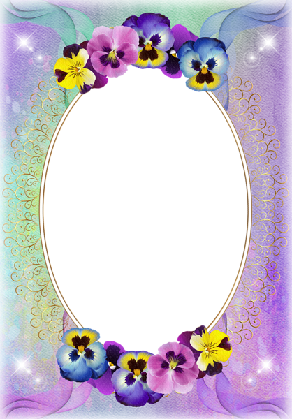 This png image - Transparent Frame with Violets, is available for free download