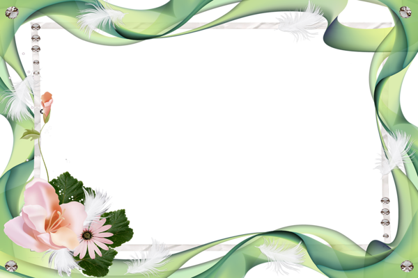 This png image - Transparent Green Photo Frame with Pink Flowers, is available for free download