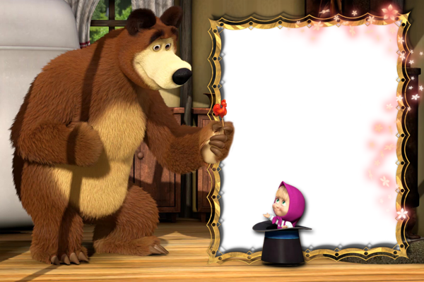 This png image - Transparent Masha and the Bear PNG Kids Photo Frame, is available for free download