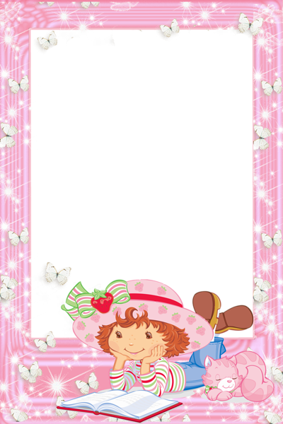 This png image - Transparent PNG Frame Strawberry Shortcake with Book, is available for free download