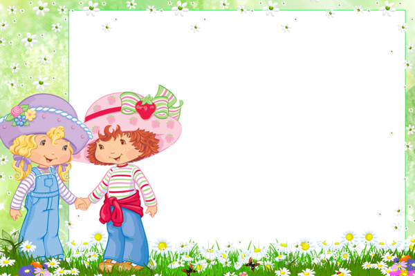 This png image - Transparent PNG Frame with Strawberry Shortcake and Friend, is available for free download