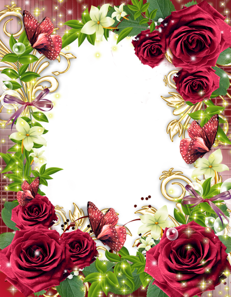 This png image - Transparent PNG Photo Frame with Red Roses, is available for free download