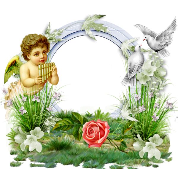 This png image - Transparent Photo Frame with Angel and Doves, is available for free download