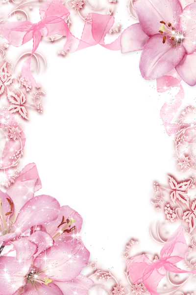 Transparent Pink Flowers PNG Photo Frame | Gallery Yopriceville - High ...