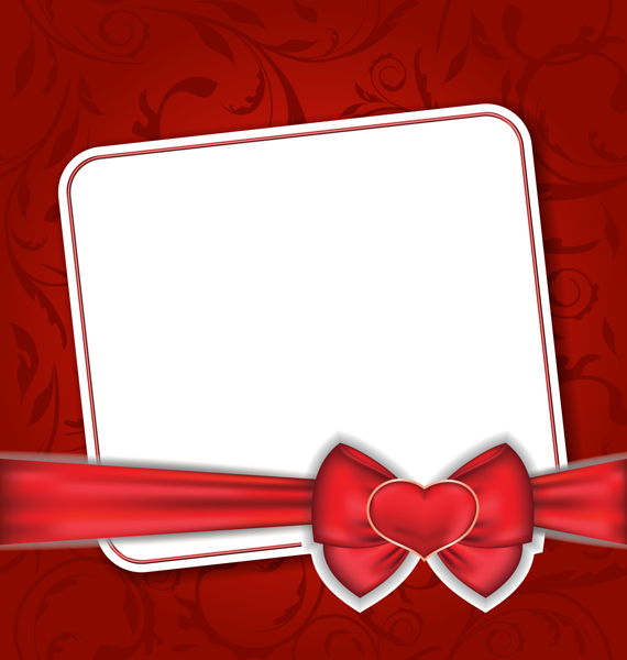 This png image - Transparent Red Frame with Heart Bow, is available for free download