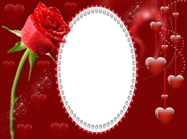 This png image - Transparent Red Romantic Frame with Rose, is available for free download