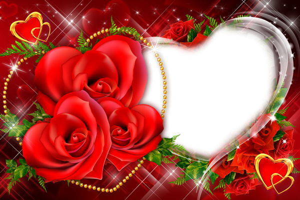 This png image - Transparent Red Roses Heart Frame, is available for free download