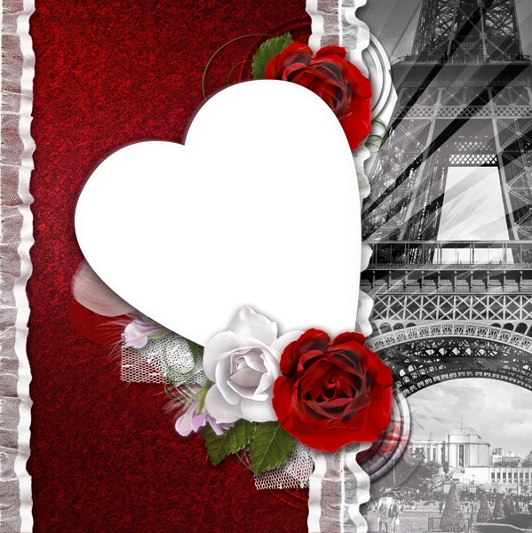 This png image - Transparent Romantic Frame Love in Paris, is available for free download
