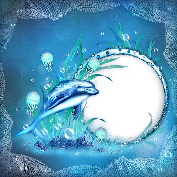 This png image - Transparent Sea Frame with Dolphin, is available for free download